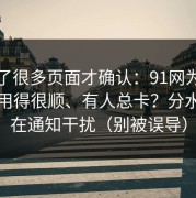 我翻了很多页面才确认：91网为什么有人用得很顺、有人总卡？分水岭就在通知干扰（别被误导）