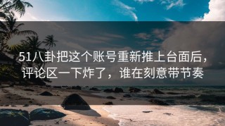 51八卦把这个账号重新推上台面后，评论区一下炸了，谁在刻意带节奏