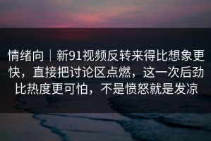 情绪向｜新91视频反转来得比想象更快，直接把讨论区点燃，这一次后劲比热度更可怕，不是愤怒就是发凉
