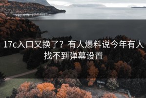 17c入口又换了？有人爆料说今年有人找不到弹幕设置