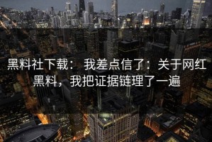黑料社下载： 我差点信了：关于网红黑料，我把证据链理了一遍
