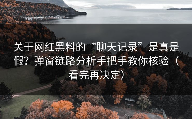 关于网红黑料的“聊天记录”是真是假？弹窗链路分析手把手教你核验（看完再决定）