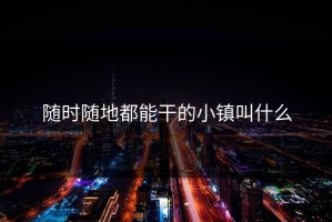 随时随地都能干的小镇叫什么