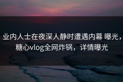 业内人士在夜深人静时遭遇内幕 曝光，糖心vlog全网炸锅，详情曝光